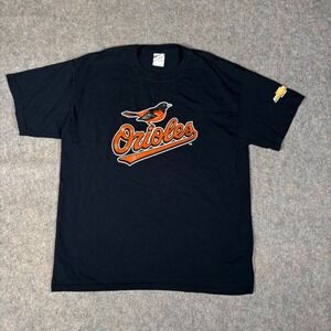 VTG Baltimore Orioles T-Shirt Mens L Black Chevrolet Logo Gildan Tag Baseball